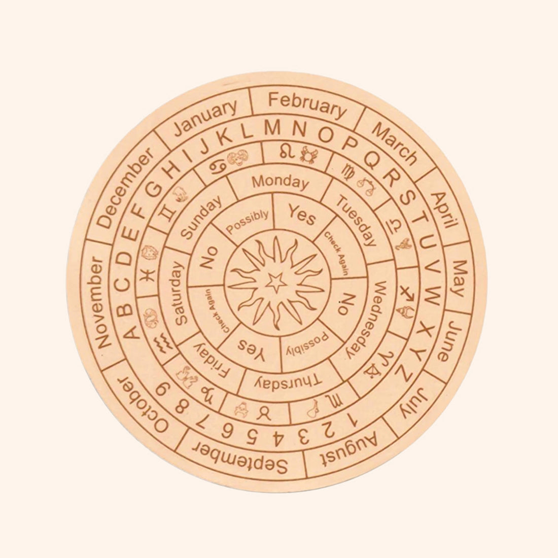 VASTU VARDAN LIGHT BROWN DOWSING BOARD WITH BRASS PENDULAM (PENDULAM ASSORTED) 6 INCH