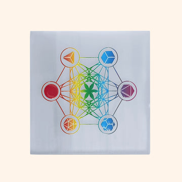 VASTU VARDAN CRYSTAL HEXA SQUARE SELENITE PLATE 4 INCH