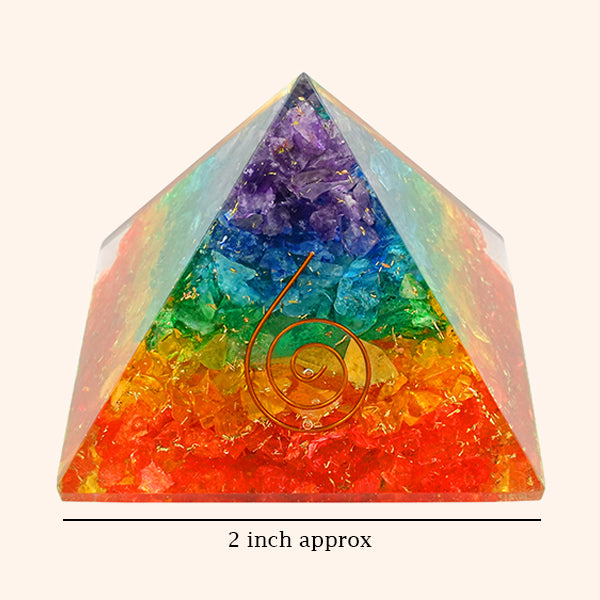 2 INCH SEVEN CHAKRA CRYSTAL PYRAMID
