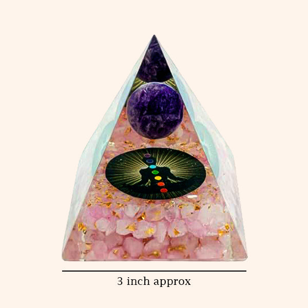 3 INCH ROSE QUARTZ BALL CRYSTAL PYRAMID