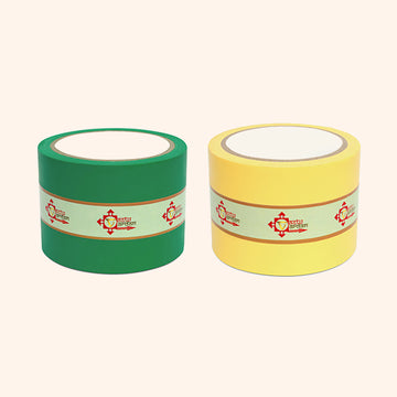 YELLOW AND GREEN TAPE | 3 INCH | LENGTH- 16 METER APPROX | TOILET CORRECTION| VASTU TAPE REMEDY |PACK OF 2