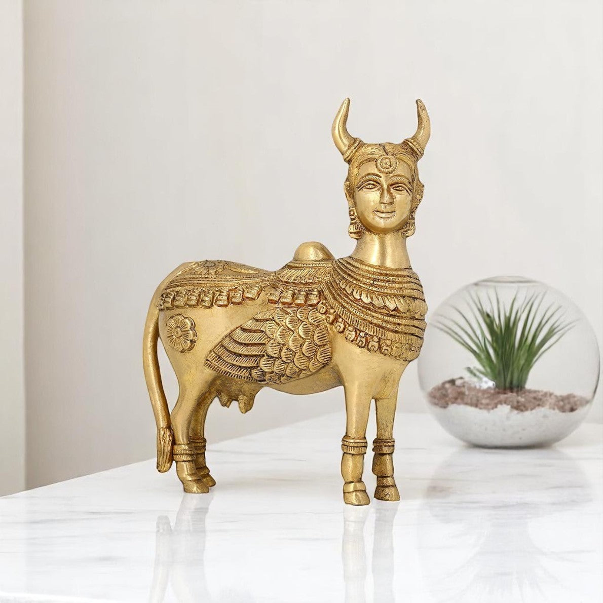 VASTU VARDAN BRASS KAMDHENU COW 6.5 INCH (APPROX)