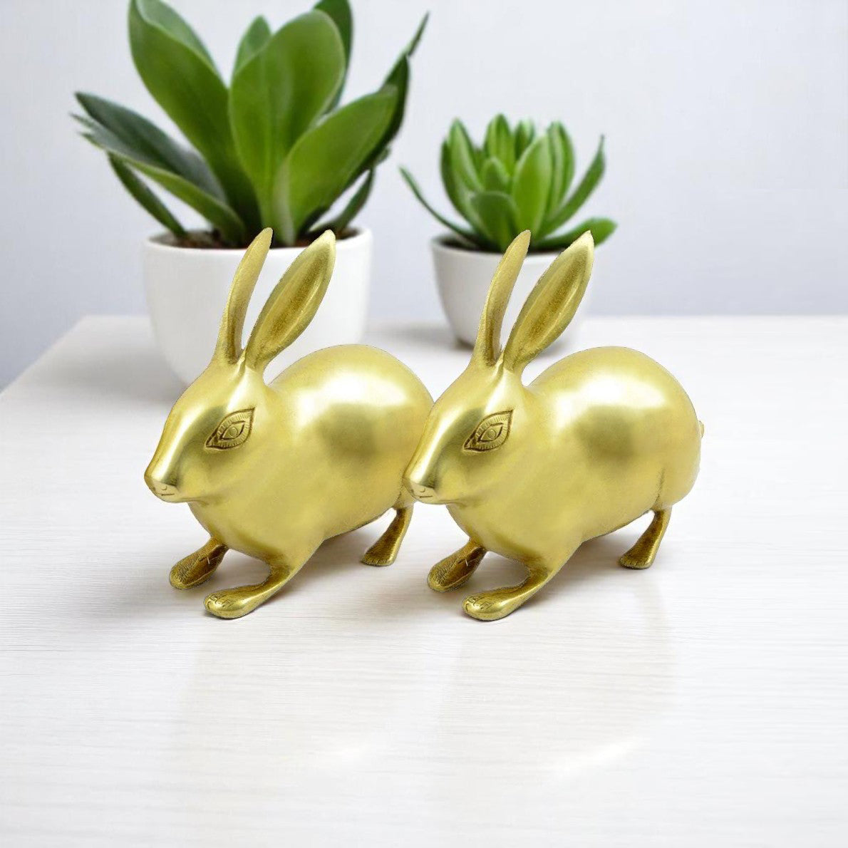 VASTU VARDAN BRASS SMALL RABBIT PAIR STATUE
