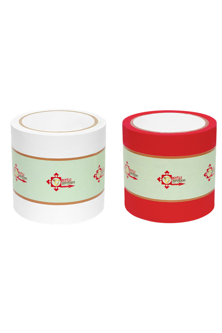 WHITE AND RED TAPE | 4 INCH | LENGTH- 16 METER APPROX | TOILET CORRECTION| VASTU TAPE REMEDY |PACK OF 2 |