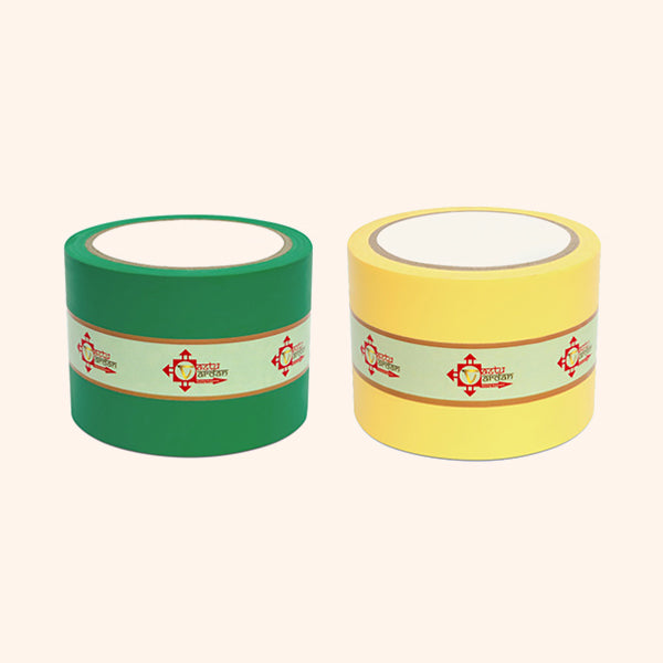 YELLOW AND GREEN TAPE | 4 INCH | LENGTH- 16 METER APPROX | TOILET CORRECTION| VASTU TAPE REMEDY |PACK OF 2 |