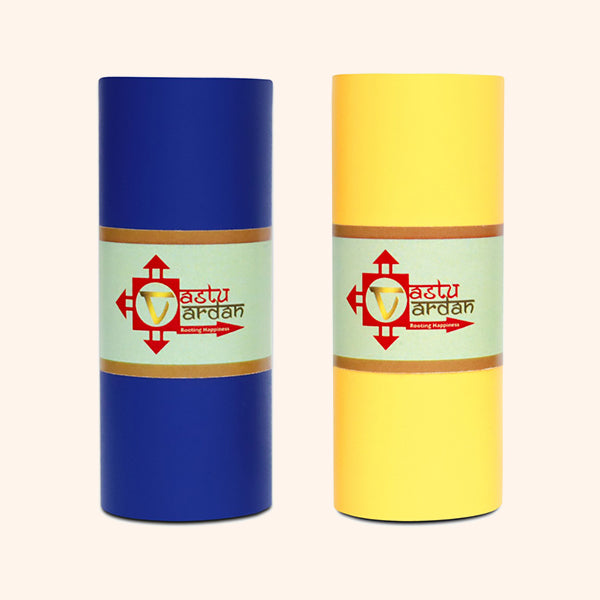 VASTU VINYL BLUE AND YELLOW TAPE || 3 INCH || LENGTH- 8-10 FEET (APPROX) || PACK OF 2 || VASTU TAPE REMEDY || TOILET CORRECTION || VASTU TAPE ||