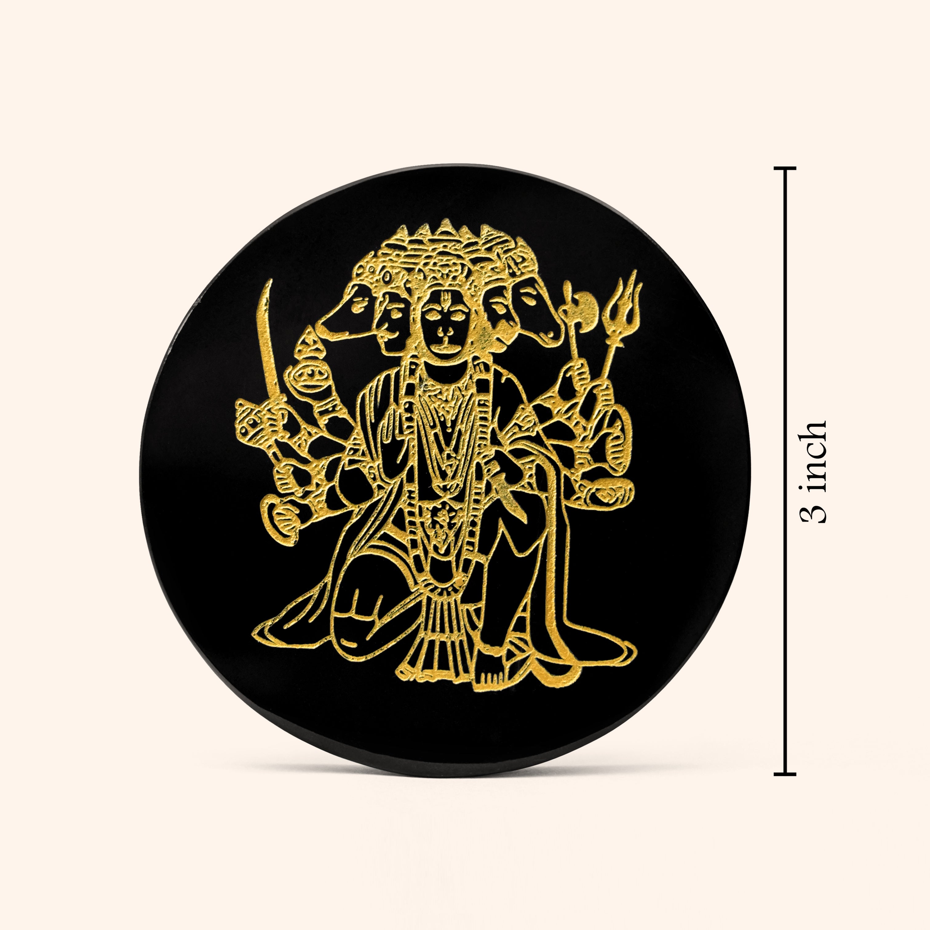 VASTU VARDAN CRYSTAL PANCHMUKHI HANUMAN JI BLACK OBSIDIAN PLATE 3 INCH