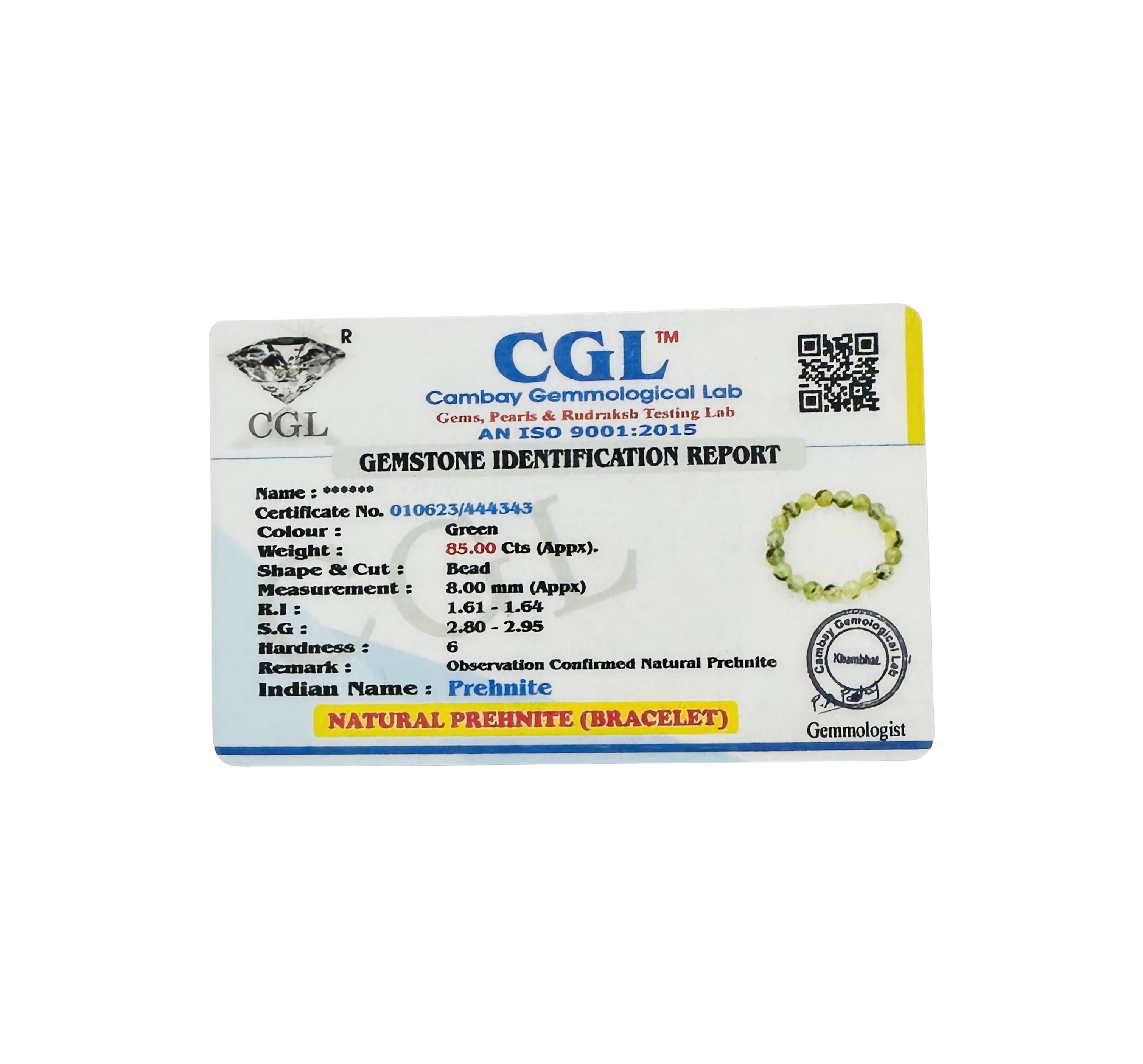 VASTU VARDAN PREHENITE BRACELET