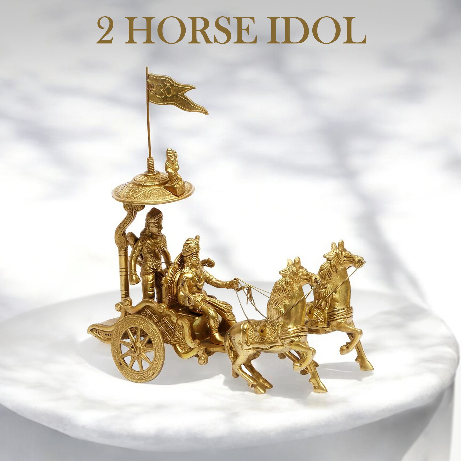 VASTU VARDAN ARJUNA RATH TWO HORSE WITH KRISHNA JI