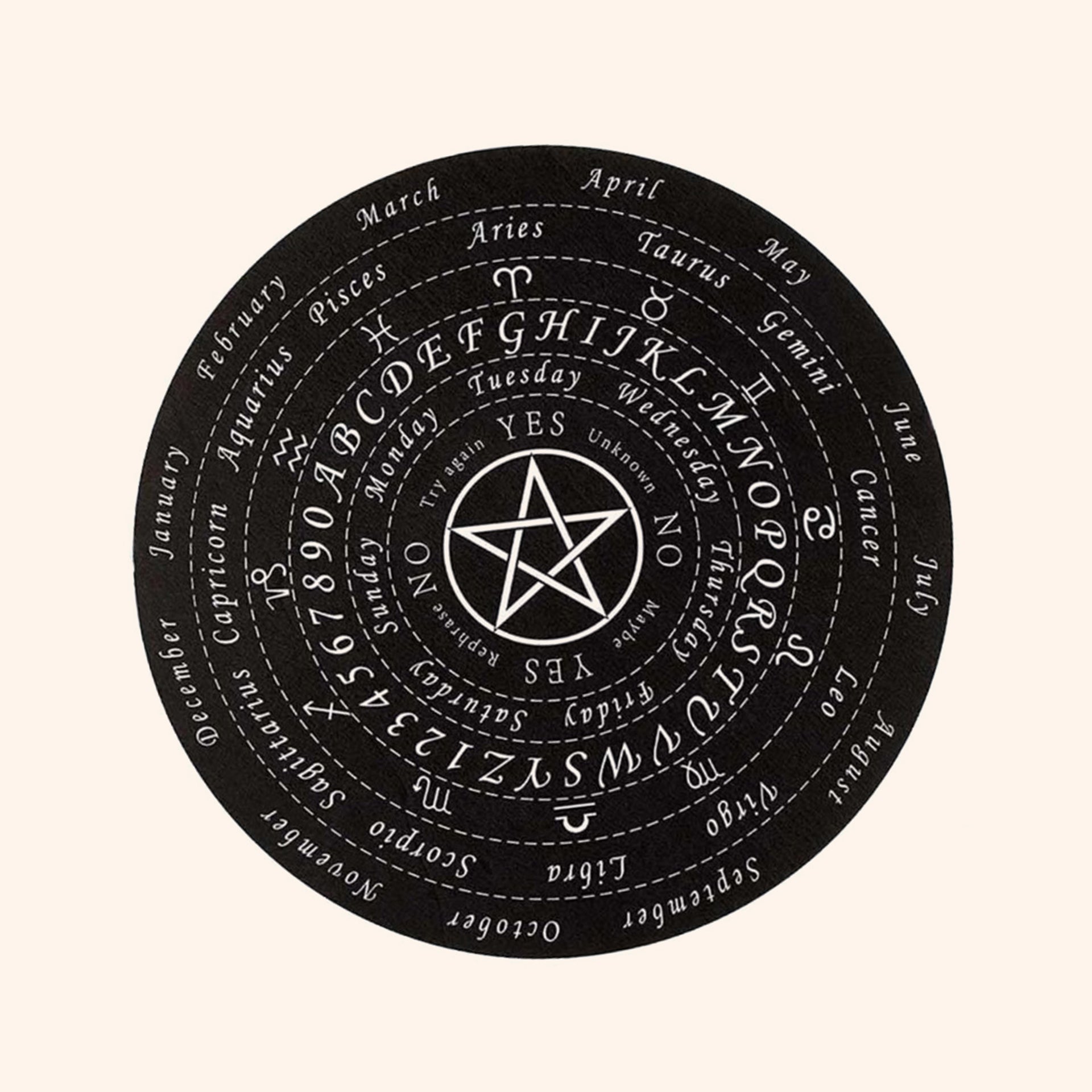 VASTU BLACK STAR DOWSING BOARD WITH BRASS PENDULAM (PENDULAM ASSORTED) 9 INCH