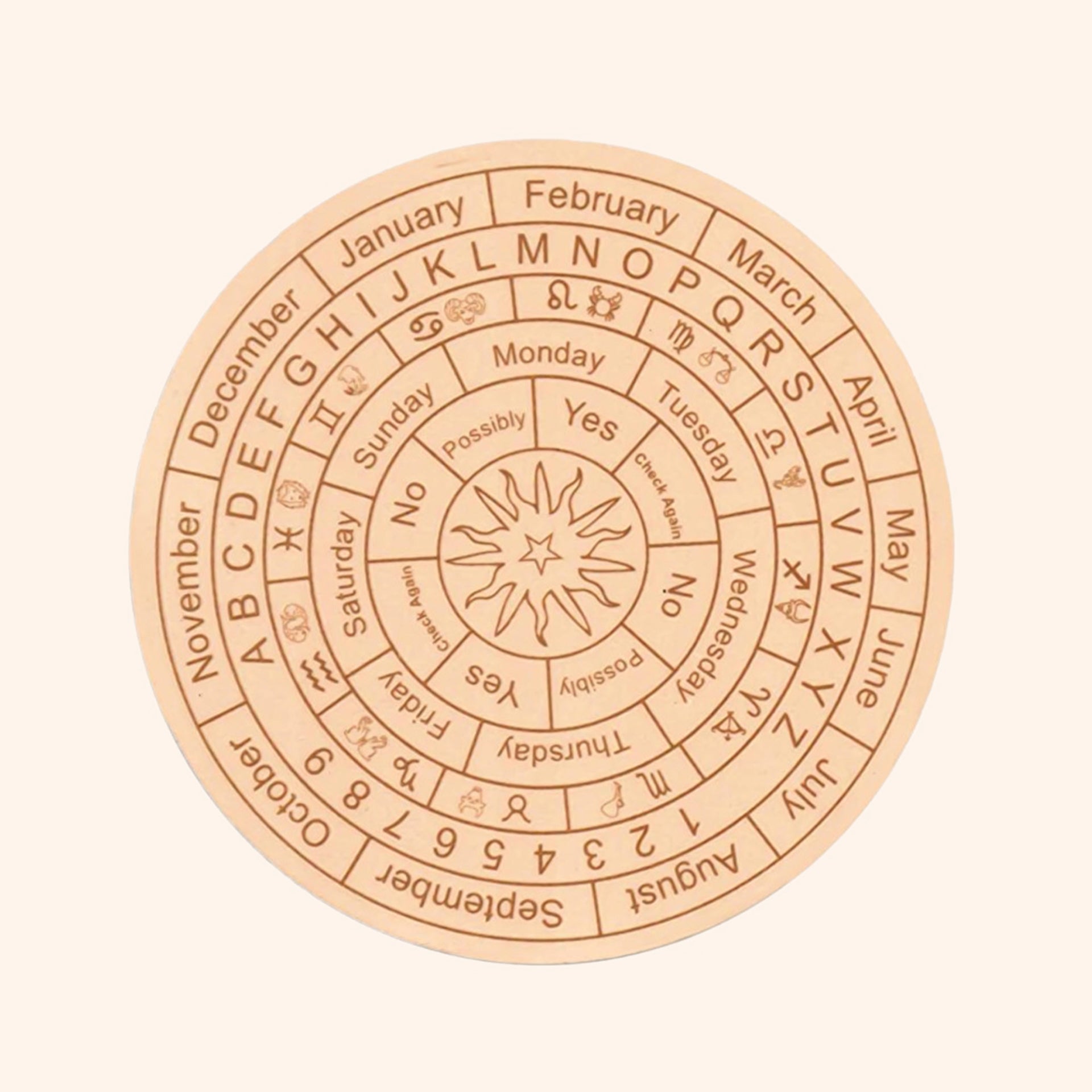 VASTU VARDAN LIGHT BROWN DOWSING BOARD WITH BRASS PENDULAM (PENDULAM ASSORTED) 9 INCH