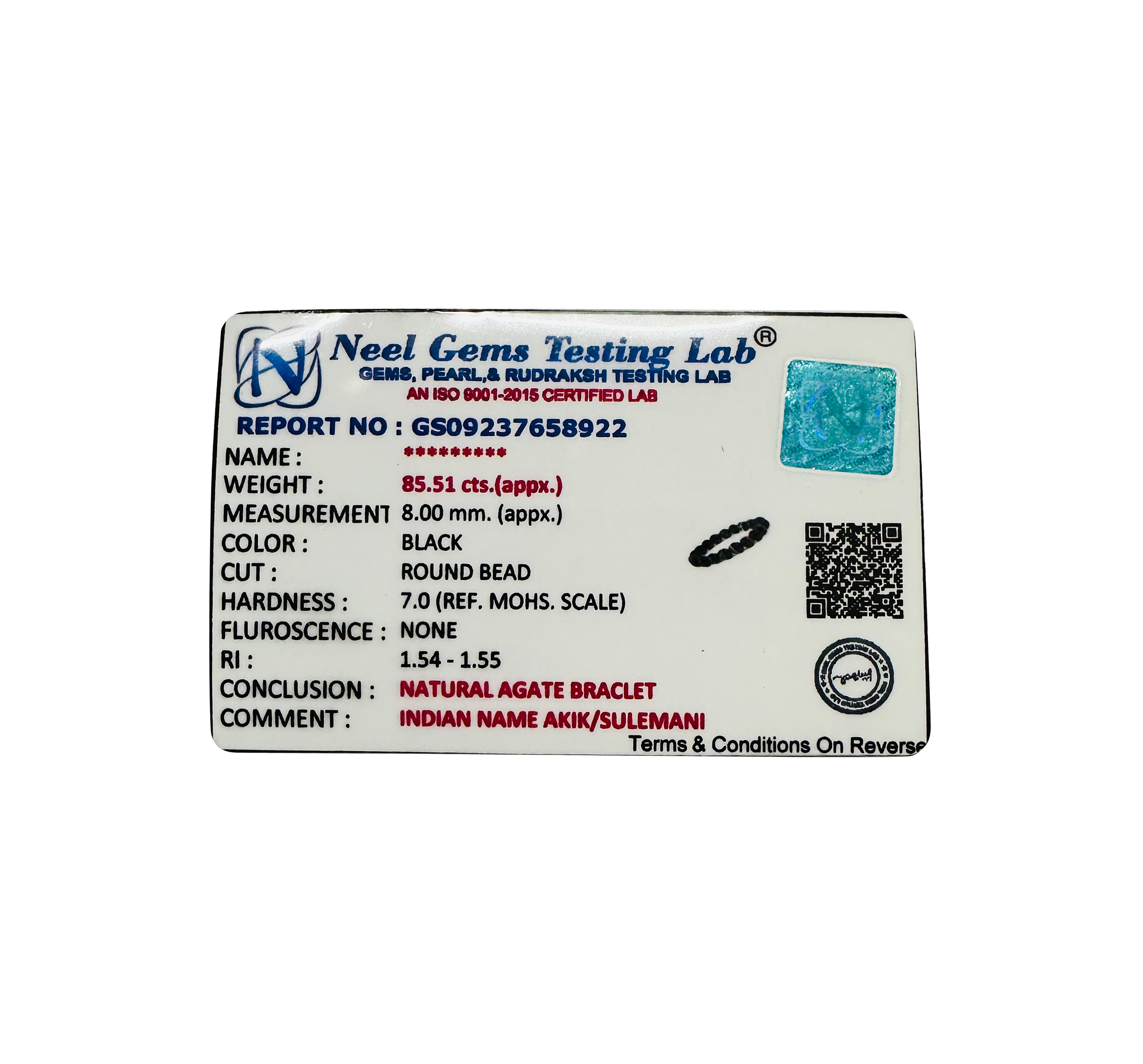 VASTU VARDAN BLACK AGATE BRACELET