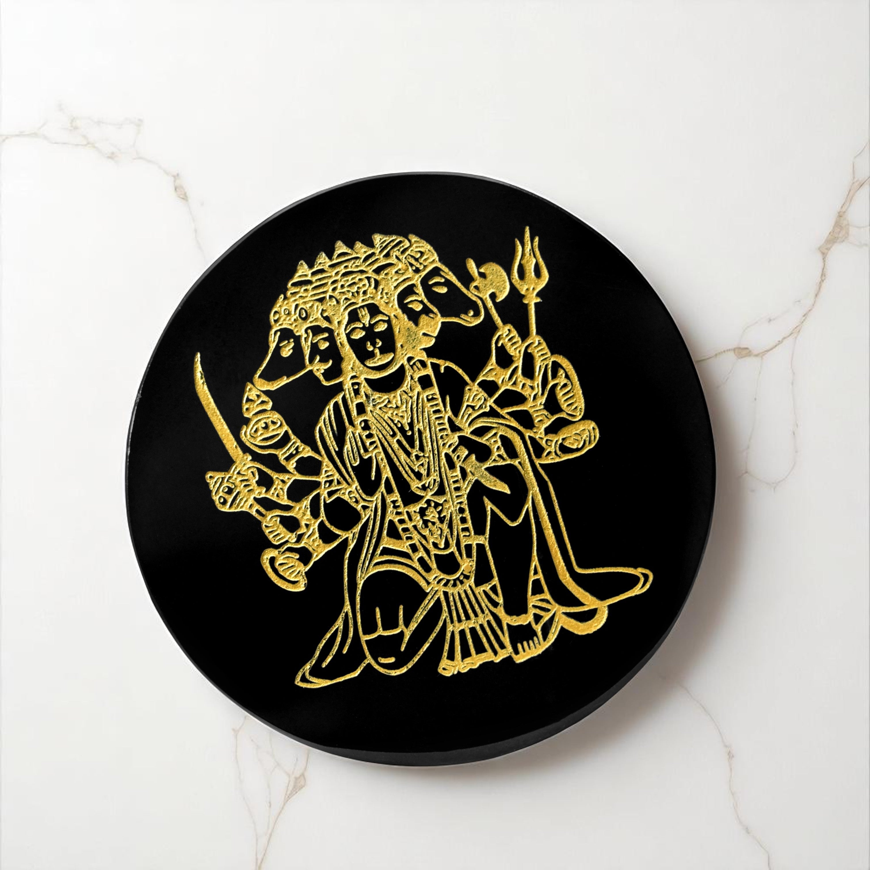 VASTU VARDAN CRYSTAL PANCHMUKHI HANUMAN JI BLACK OBSIDIAN PLATE 3 INCH