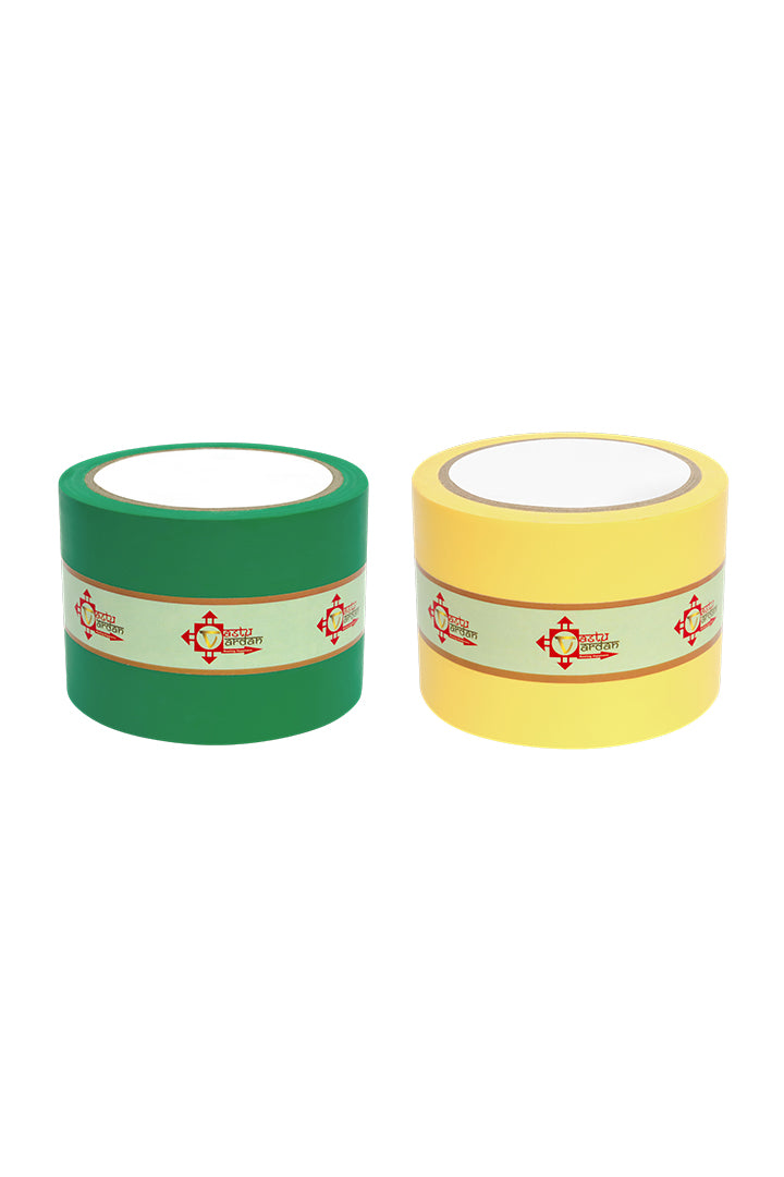 YELLOW AND GREEN TAPE | 3 INCH | LENGTH- 16 METER APPROX | TOILET CORRECTION| VASTU TAPE REMEDY |PACK OF 2