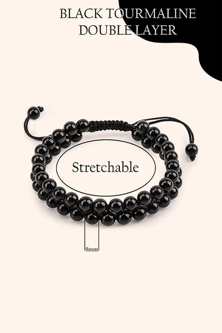 BLACK TOURMALINE DOUBLE LAYER BRACELET -Protection, Grounding & Stability