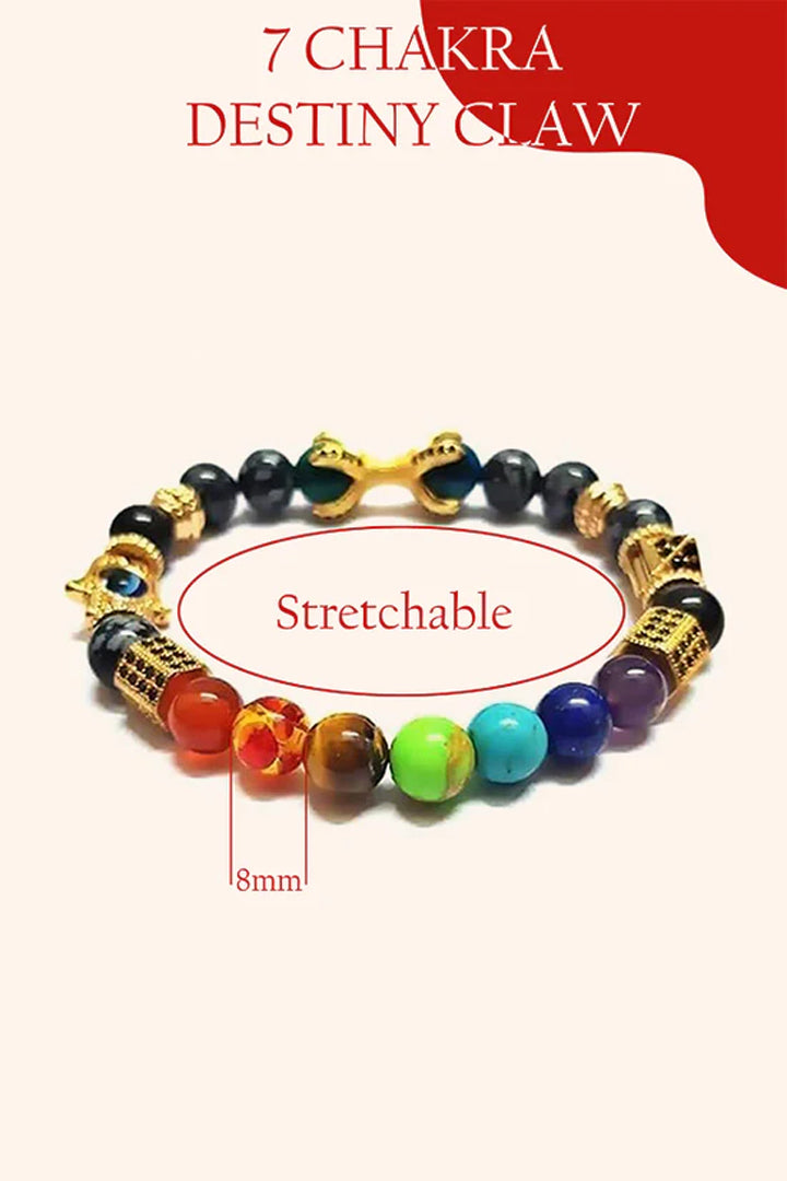 SEVEN CHAKRA DESTINY CLAW BRACELET - Balance, Harmony & Positive Energy