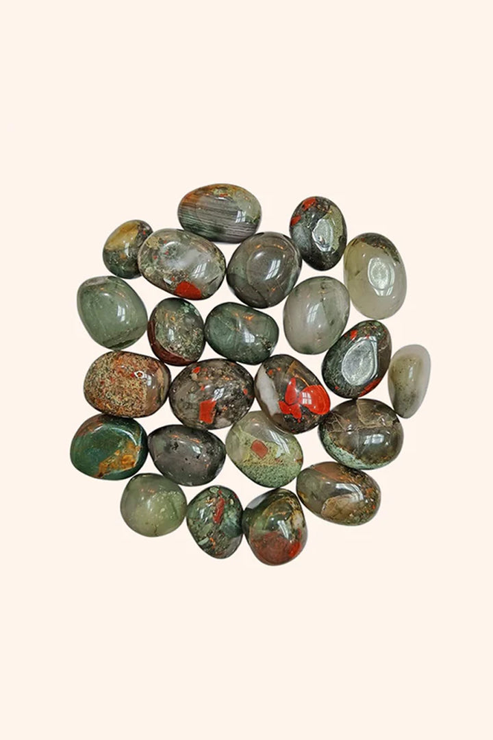 BLOOD STONE CRYSTAL TUMBLE - 100 GRAM - Feng Shui & positive energy placement.