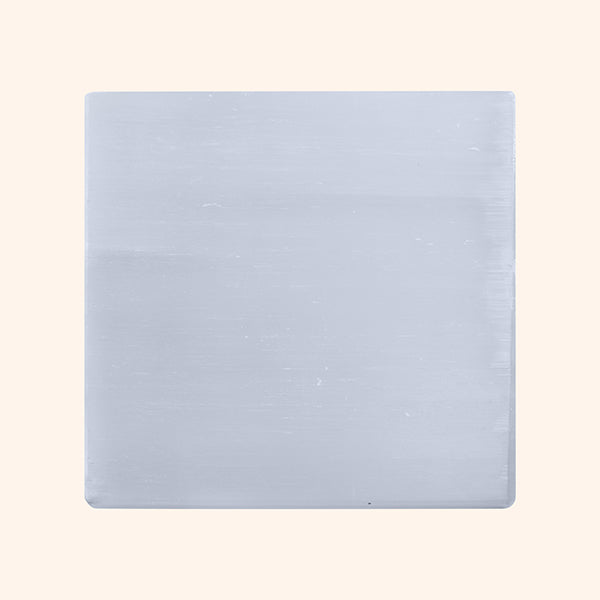 SELENITE CRYSTAL PLAIN SQUARE PLATE 3 INCH