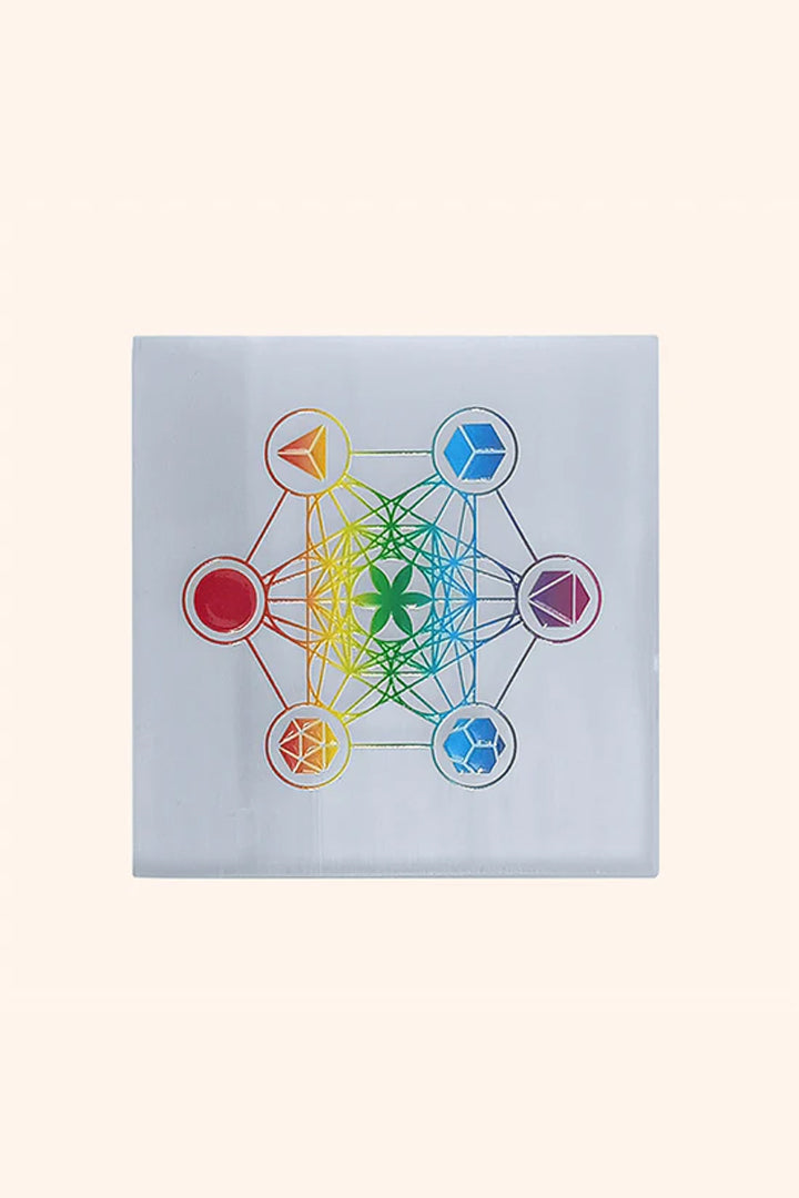3 INCH - HEXA SQUARE SELENITE CHARGING PLATE - Meditation & Reiki healing sessions