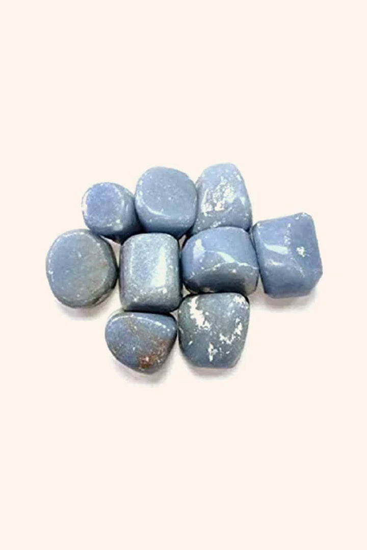 ANGELITE  CRYSTAL TUMBLE  - 100 GRAM - Use in healing sessions & chakra balancing