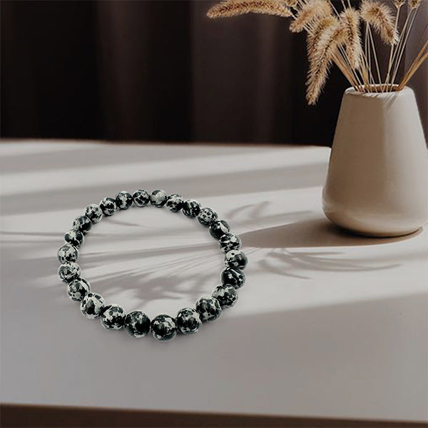 VASTU VARDAN SNOWFLAKE OBSIDIAN BRACELET