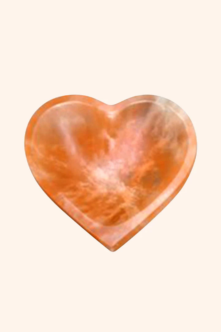 15 CM - ORANGE HEART CRYSTAL BOWL - Spiritual gift  &  decorative crystal bowl
