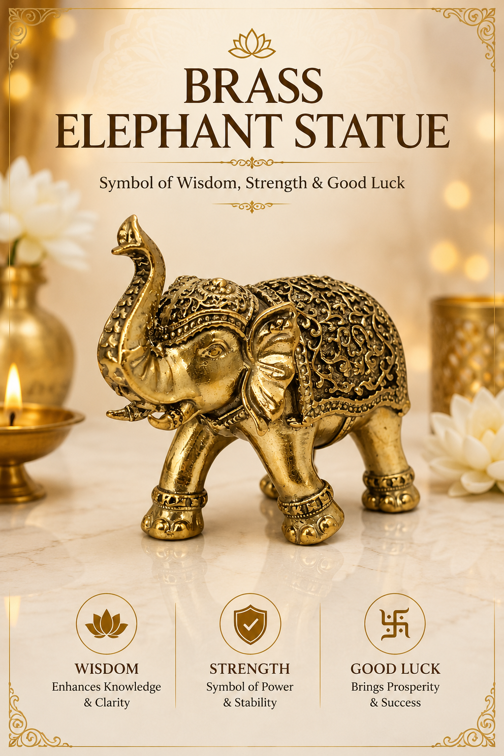 BRASS ELEPHANT STATUE - 2 INCH