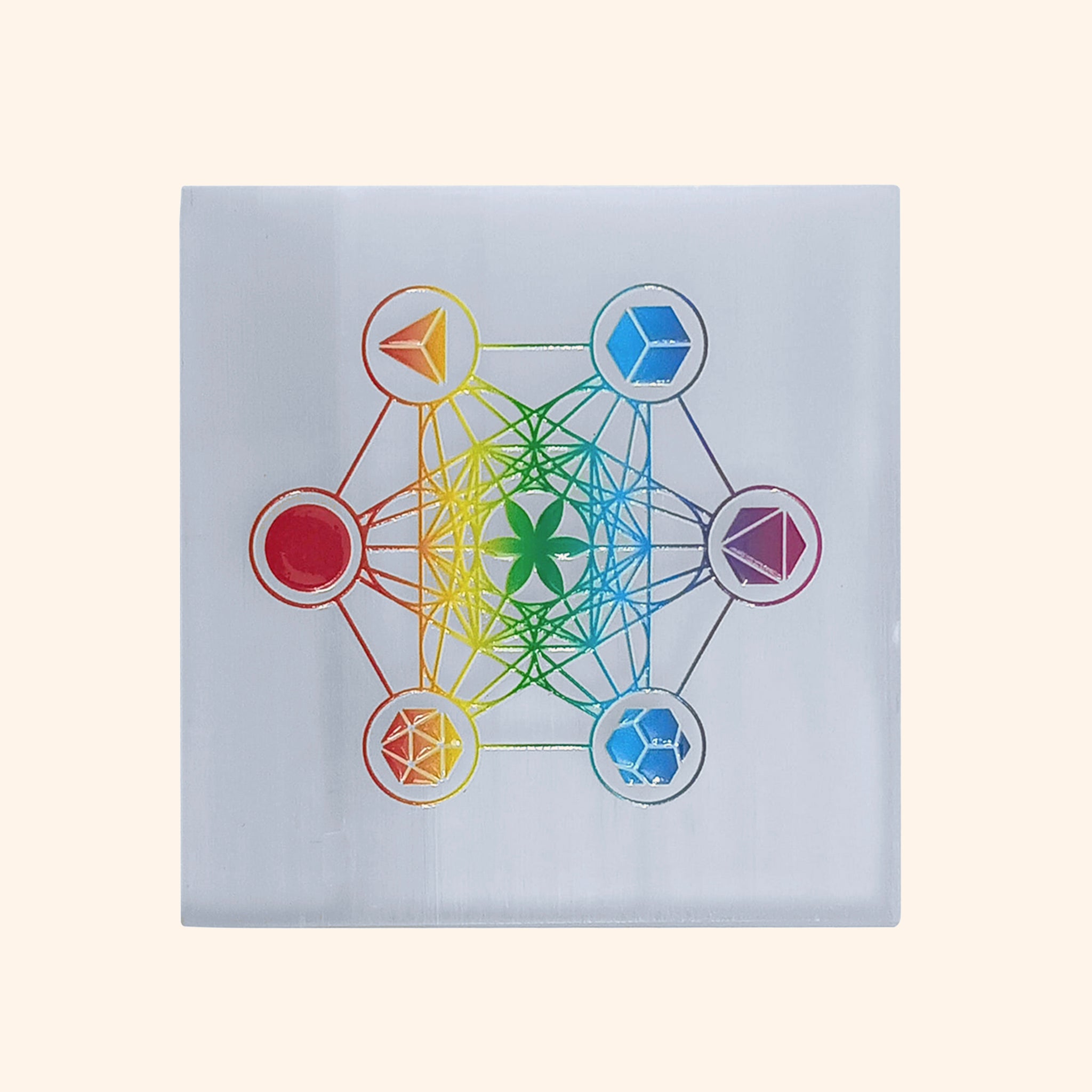 VASTU VARDAN CRYSTAL HEXA SQUARE SELENITE PLATE 4 INCH
