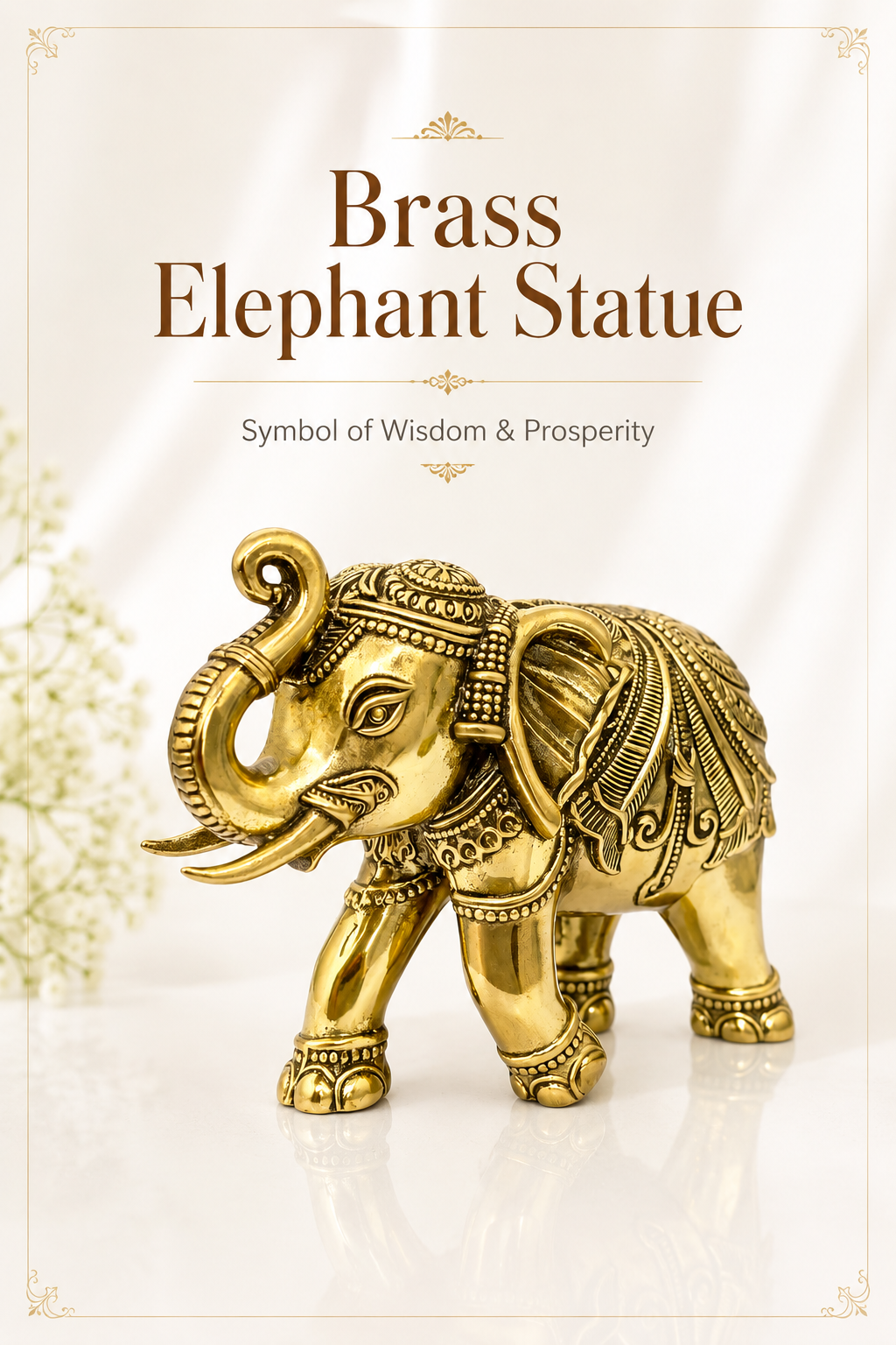 BRASS ELEPHANT STATUE - 4 INCH
