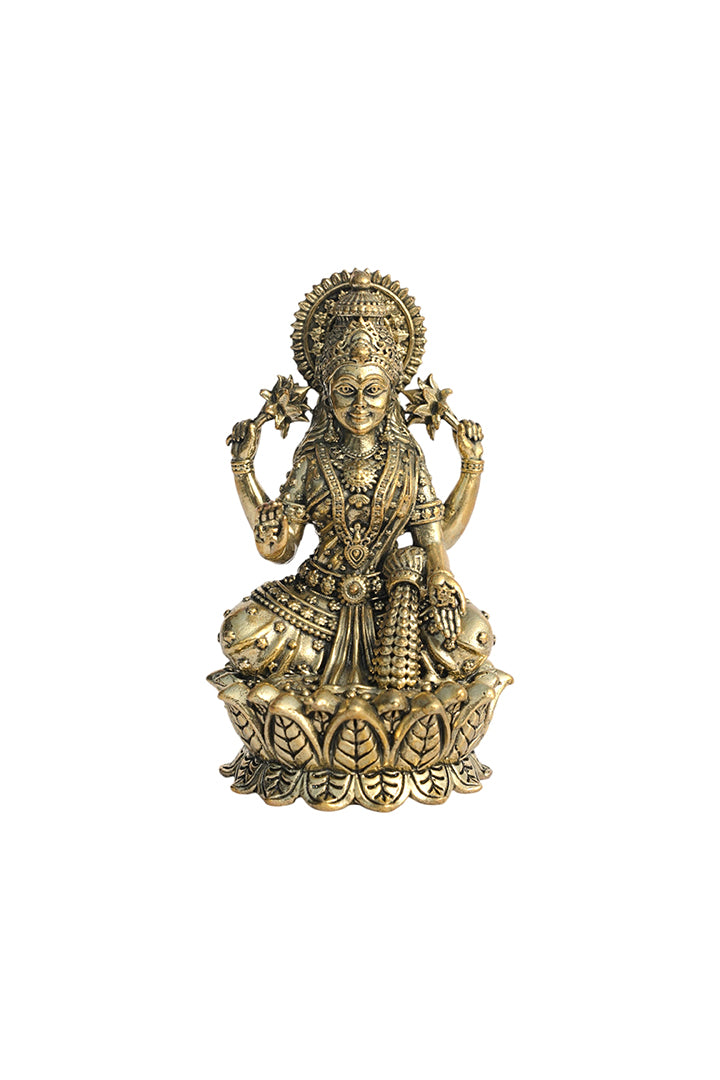 BRASS LAXMI JI STATUE - 10 CM