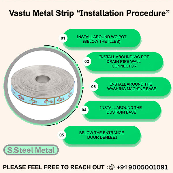 VASTU VARDAN 100 FEET STAINLESS STEEL STRIP 0.5 INCH