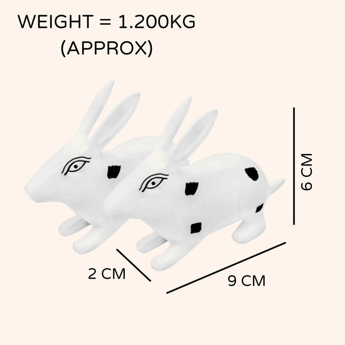 VASTU VARDAN BRASS BIG RABBIT PAIR WHITE & BLACK