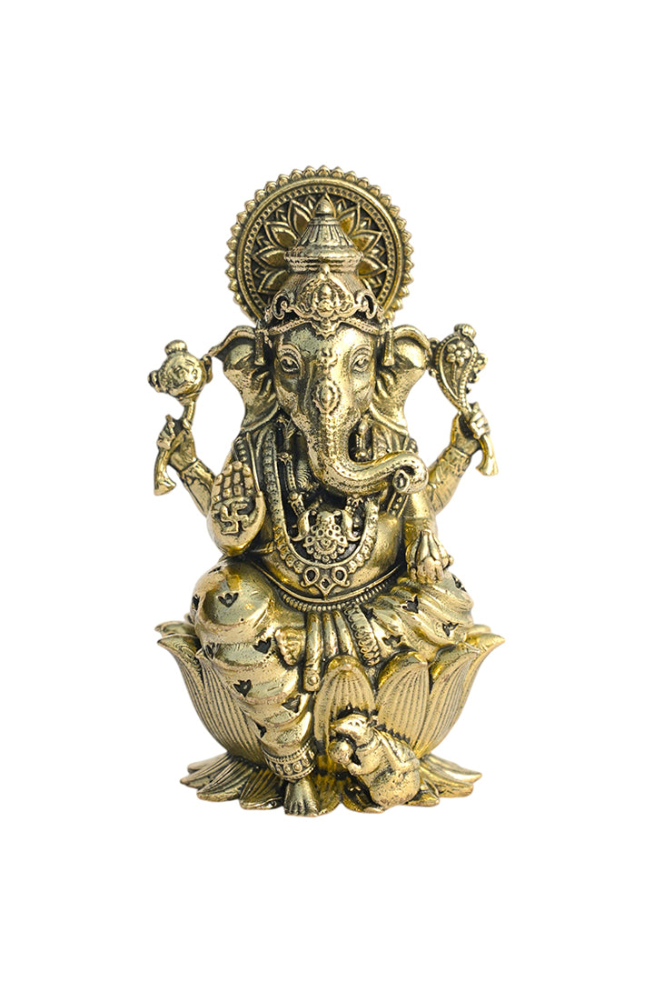 GANESH JI BRASS STATUE - 8 CM