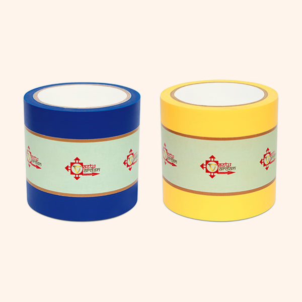 BLUE AND YELLOW TAPE | 4 INCH | LENGTH- 16 METER APPROX | TOILET CORRECTION| VASTU TAPE REMEDY |PACK OF 2 |