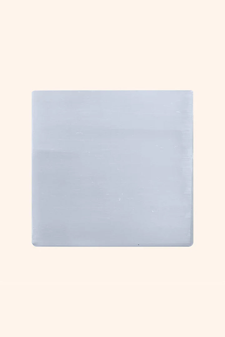 3 INCH - PLAIN SQUARE SELENITE CRYSTAL PLATE -  Manifestation and intention-setting ritual