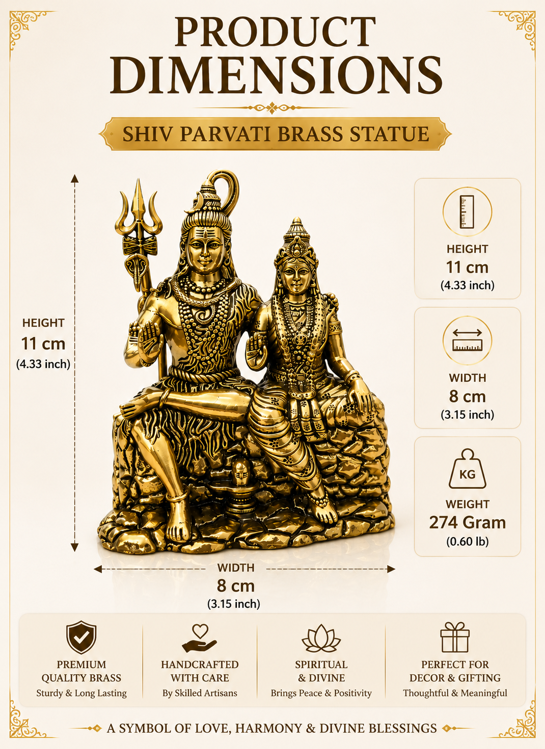 SHIV PARVATI JI PREMIUM BRASS STATUE