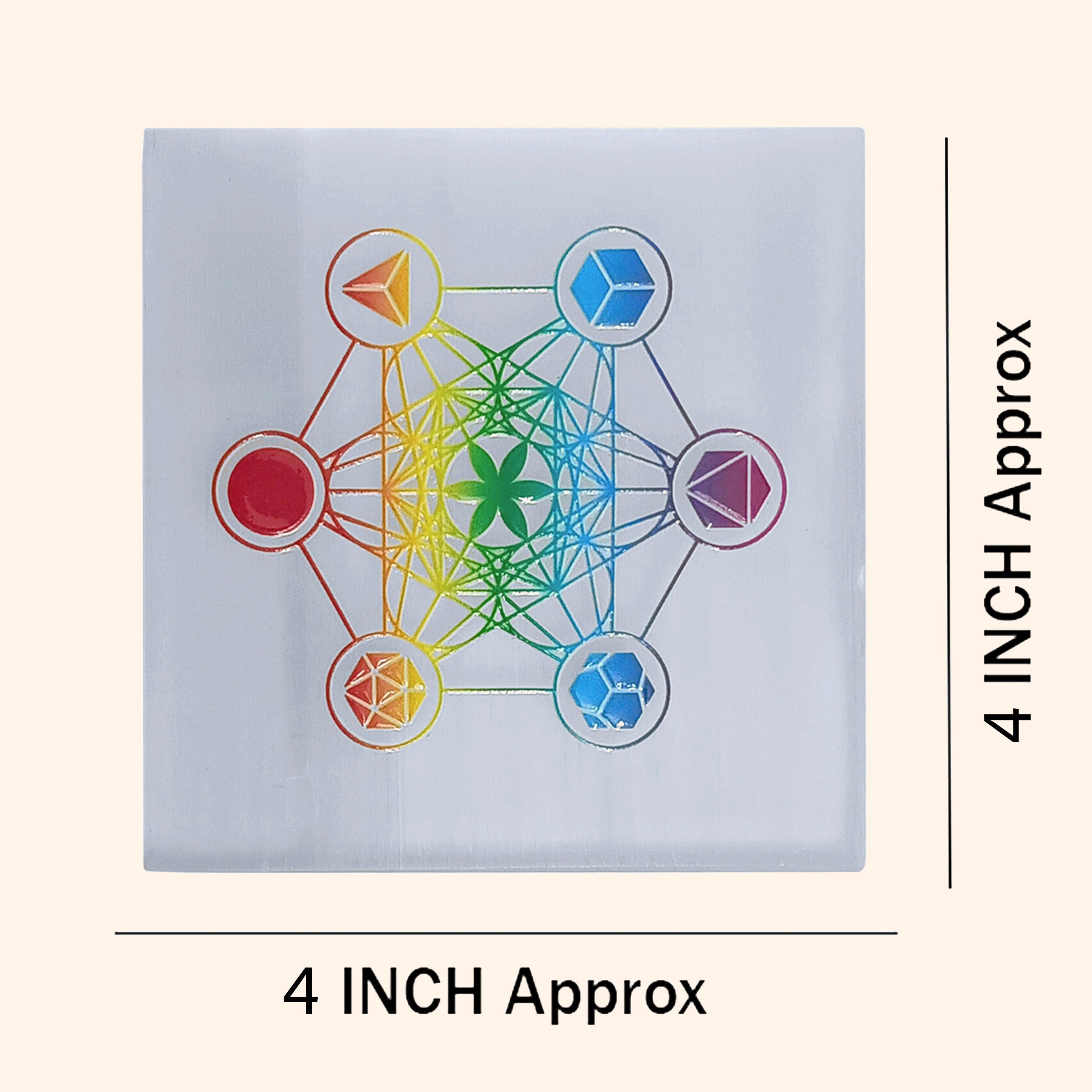 VASTU VARDAN CRYSTAL HEXA SQUARE SELENITE PLATE 4 INCH