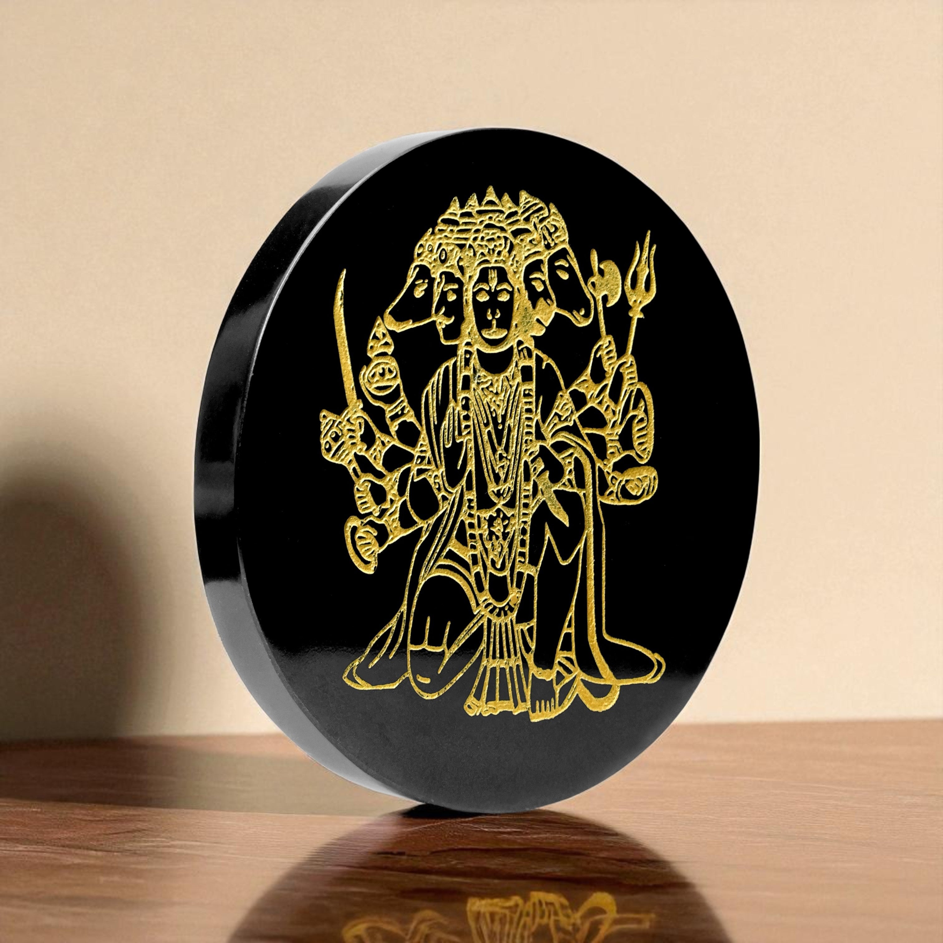VASTU VARDAN CRYSTAL PANCHMUKHI HANUMAN JI BLACK OBSIDIAN PLATE 3 INCH