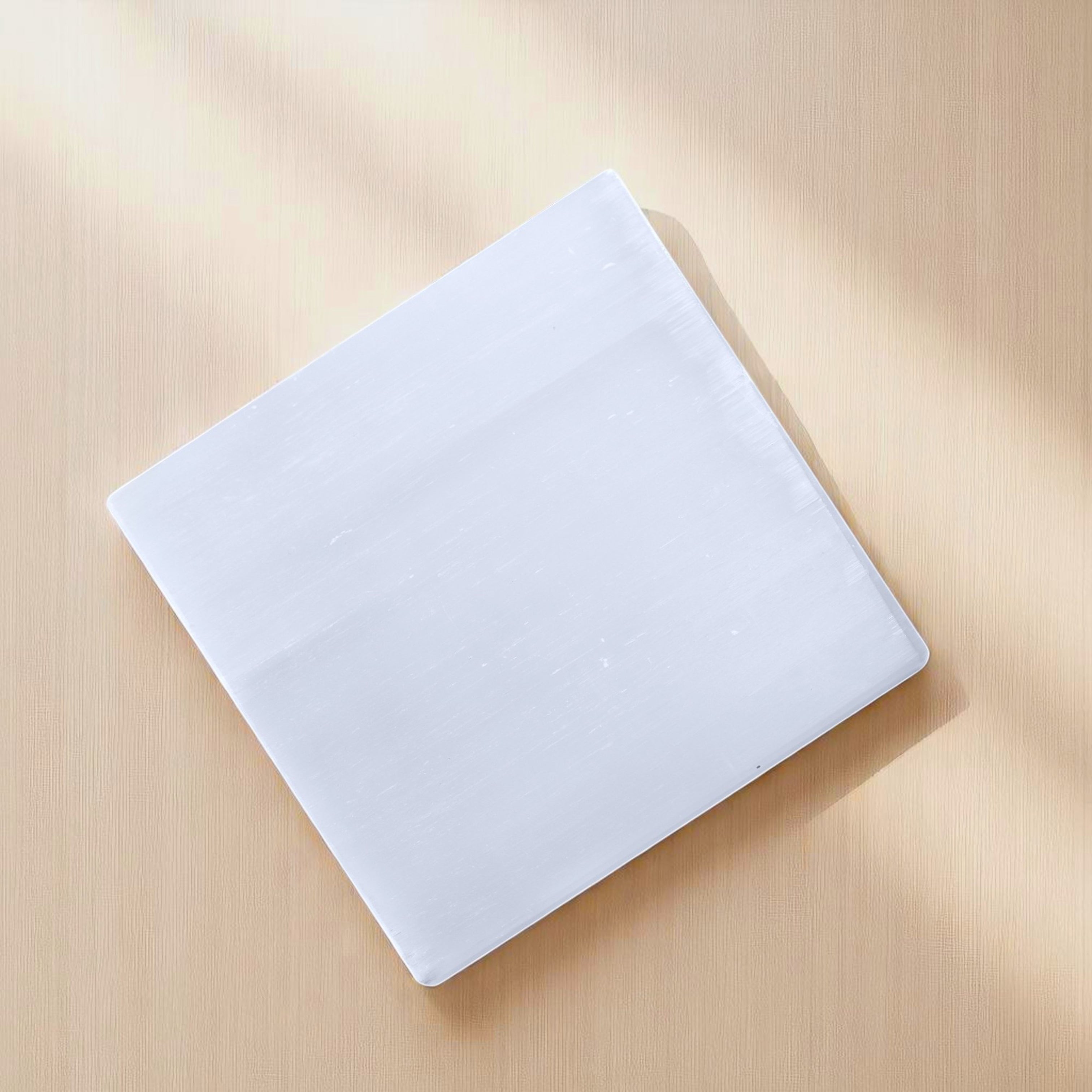 VASTU VARDAN CRYSTAL PLAIN SQURE SELENITE PLATE 4 INCH