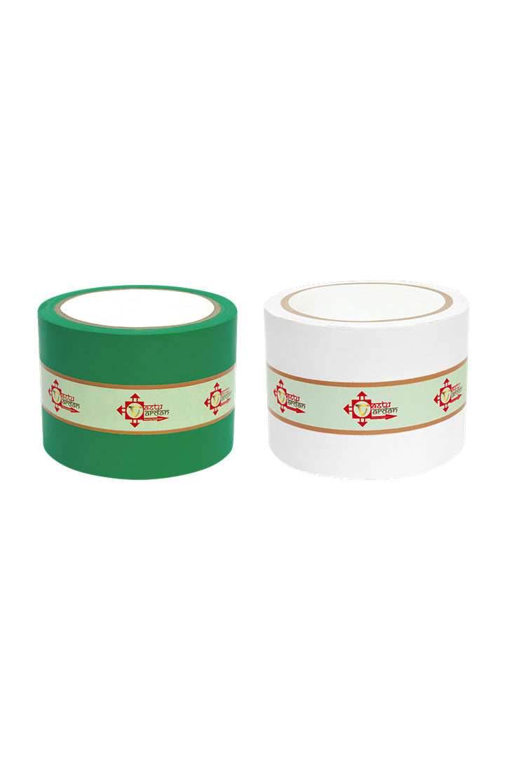 WHITE AND GREEN TAPE | 3 INCH | LENGTH- 16 METER APPROX | TOILET CORRECTION| VASTU TAPE REMEDY |PACK OF 2