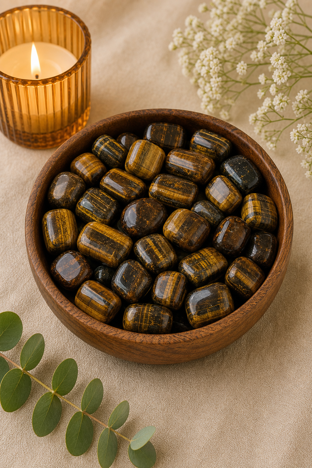 TIGER EYE CRYSTAL TUMBLE 100 GRAM - Balances Solar Plexus Chakra energy