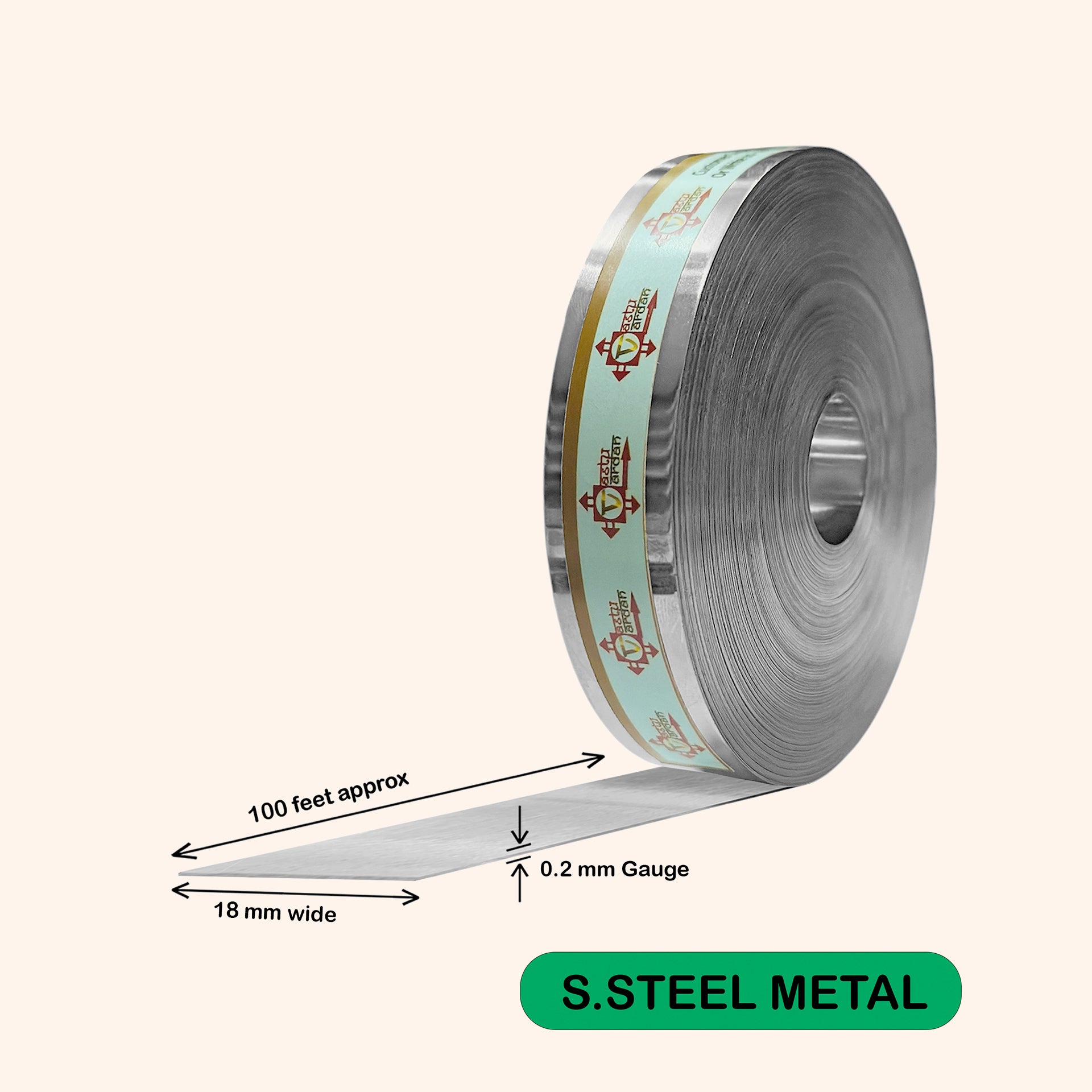 VASTU VARDAN 100 FEET STAINLESS STEEL STRIP 0.75 INCH