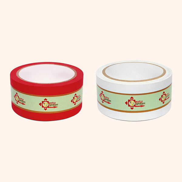 WHITE AND RED TAPE | 2 INCH | LENGTH- 16 METER APPROX | TOILET CORRECTION| VASTU TAPE REMEDY |PACK OF 2 |