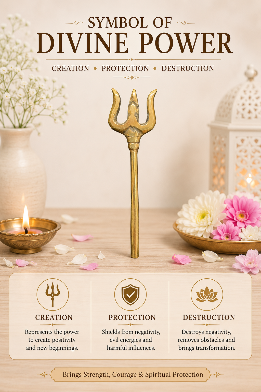 BRASS TRISHUL DIGPAL SHASTRA STATUE