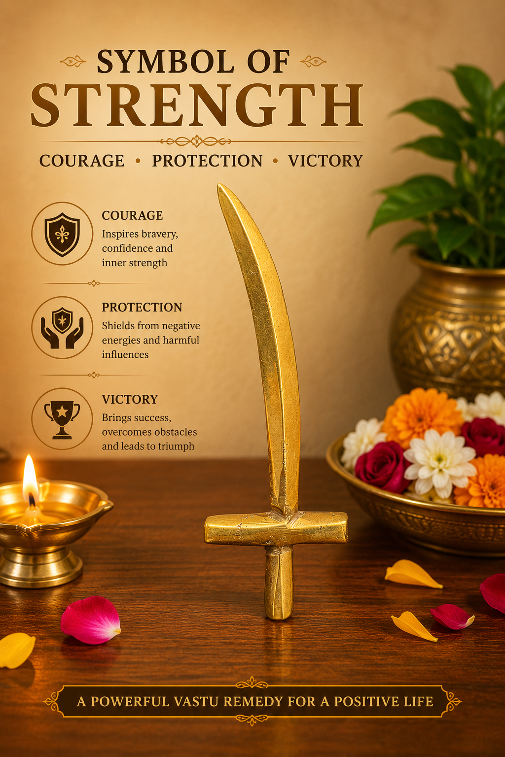 BRASS TALWAR DIGPAL SHASTRA STATUE