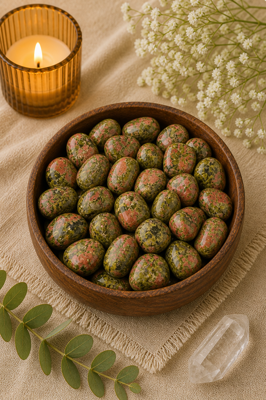 UNAKITE  CRYSTAL TUMBLE - 100 GRAM - Ideal for gifting, healing & décor use