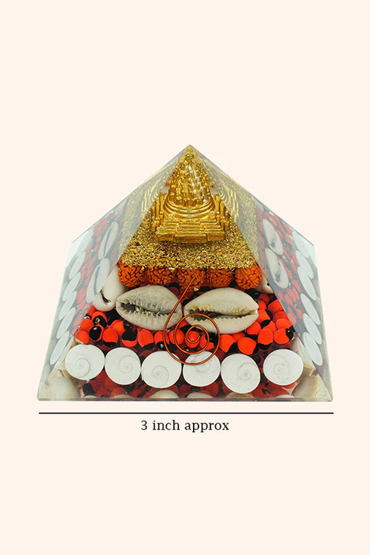 2 INCH MAHALAXMI CRYSTAL PYRAMID - Abundance , Prosperity &  Divine Energy