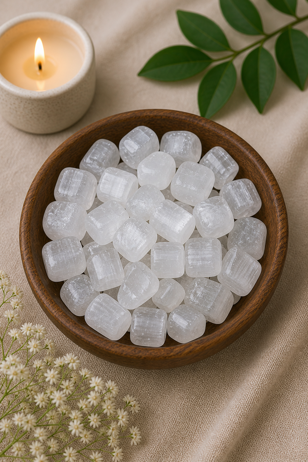 SELENITE CRYSTAL TUMBLE 100 GRAM -  Cleansing, Calmness & Positive Energy
