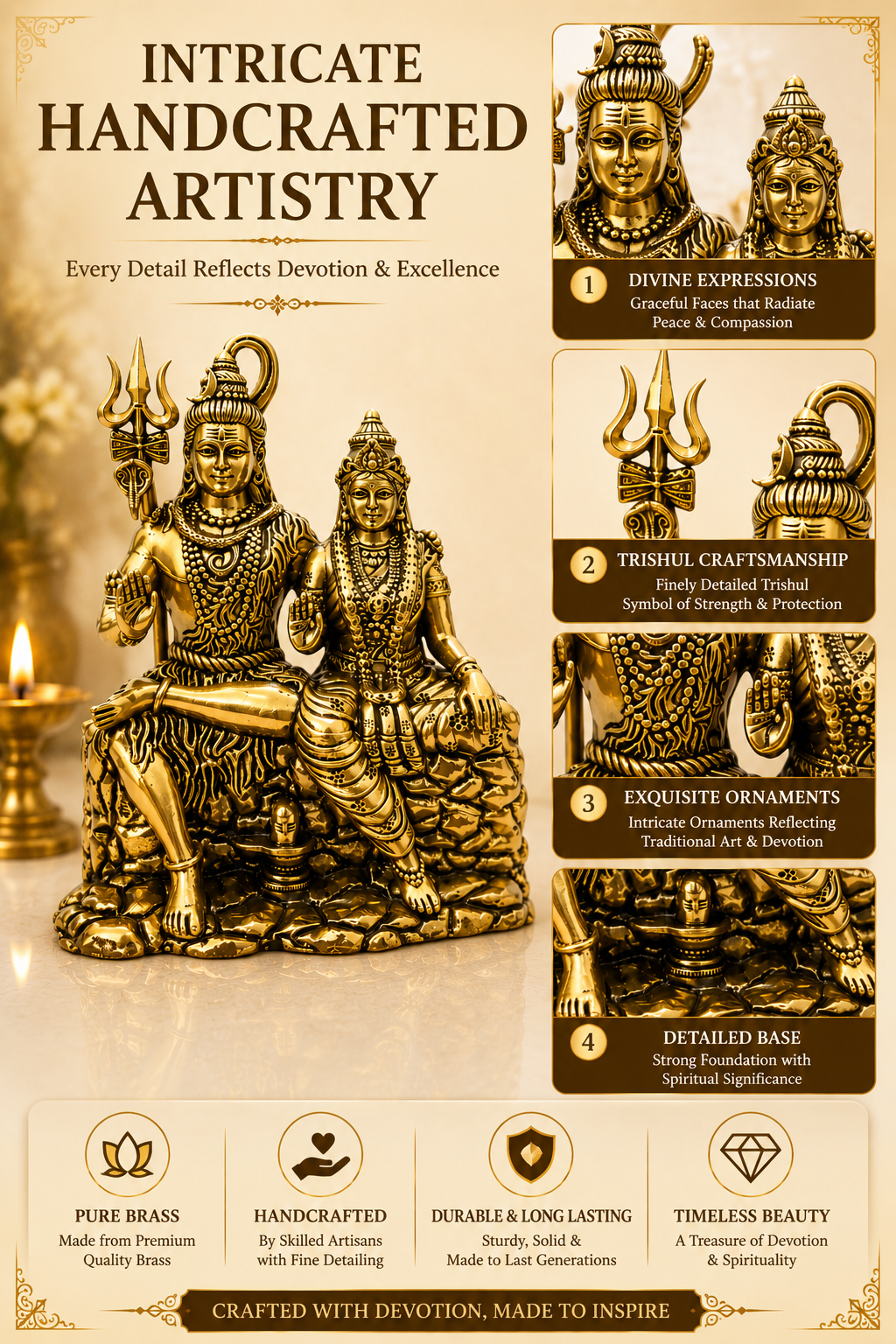 SHIV PARVATI JI PREMIUM BRASS STATUE