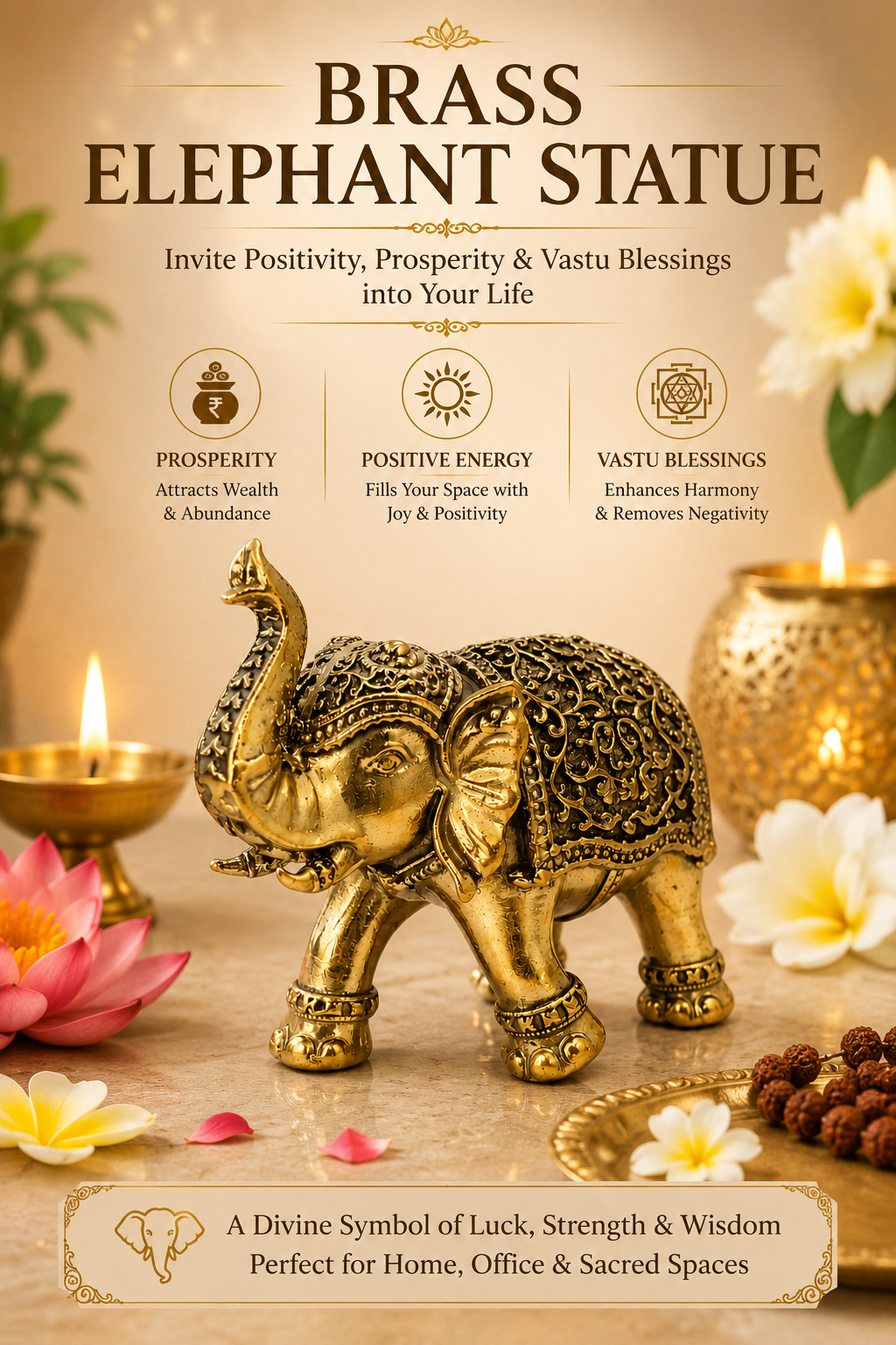 BRASS ELEPHANT STATUE - 2 INCH